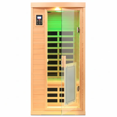 Infrared Sauna Designed for Home Wellness, Canadian Hemlock Wood, Ultra-Low EMF, 360° Heating