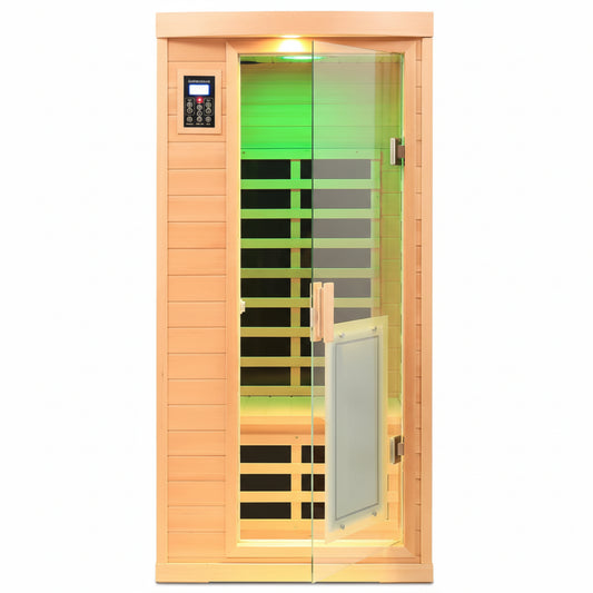 Infrared Sauna Designed for Home Wellness, Canadian Hemlock Wood, Ultra-Low EMF, 360° Heating